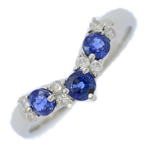 SA0.58ct/FD:0.13ct/V字・サファイア・ダイヤモンド リング・指輪