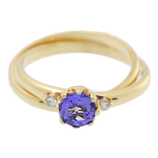 k18 タンザナイト ダイヤモンド　リング　10号 タンザナイト・ダイヤモンド リング・指輪/K18YG/750-3.9g/10号/#50