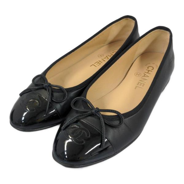 シャネル CHANEL ココマーク レザー フラット　38 1/2 リボン rfstore_spka0315l