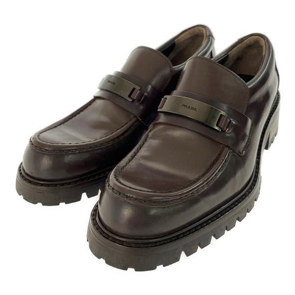 PRADA ローファー　36 PRADA】プラダ モノリス ブラッシュドレザー ローファー (PRADA