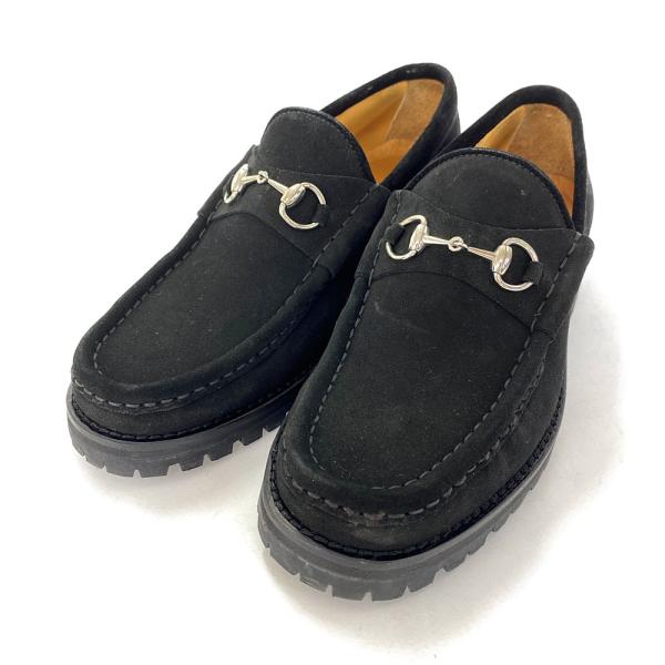 グッチ　GUCCI ホースビット　ローファー　スエード　6 1/2 ブラック グッチ ホースビット 1953〕メンズ ローファー ・ブラック