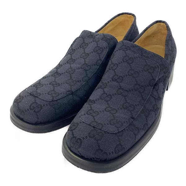 新品未使用✨GUCCI グッチ ローファー GG柄 キャンバス スクエアトゥ　黒 GUCCI グッチ GGキャンバス・スクエアトゥローファー靴/37C
