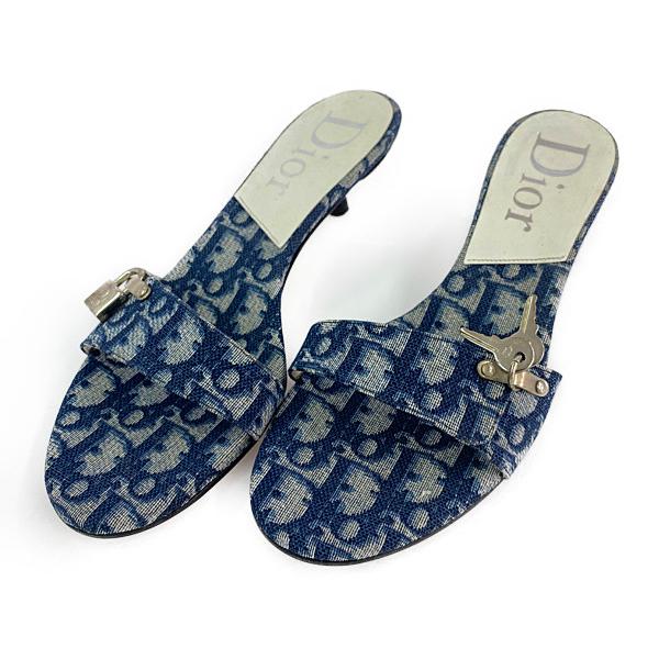 クリスチャンディオール チャーム付きオブリークロゴサンダル靴/37  