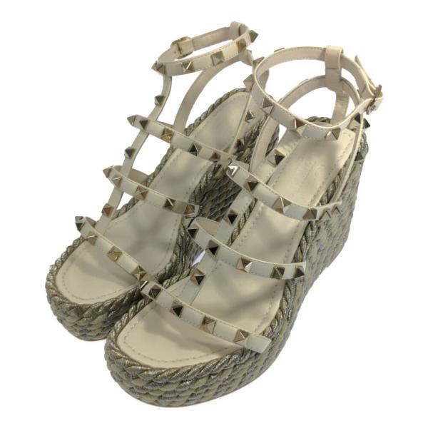 VALENTINO GARAVANI スタッズ　ウェッジソール　パンプス　37 ヴァレンティノ VALENTINO GARAVANI ロックスタッズパンプス37