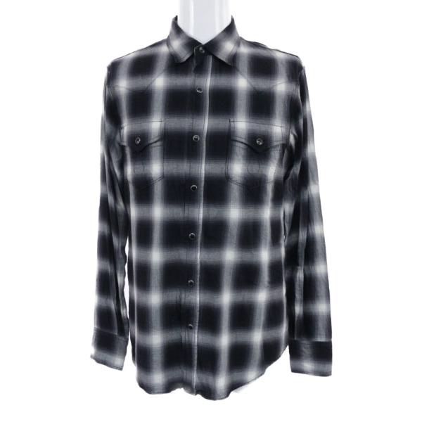 サンローランパリ オンブレチェックウエスタン・長袖シャツ
