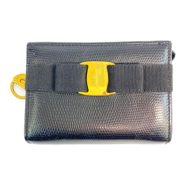 サルヴァトーレフェラガモ ヴァラリボン 型押しレザー キーリング付き