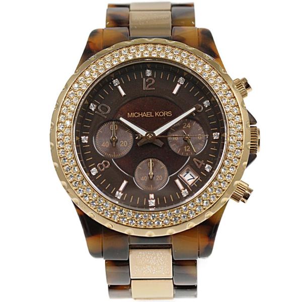 【未使用品】MICHAEL KORS ゴールド ラインストーンクロノグラフ腕時計 MICHAEL KORS（マイケルコース） ラインストーン クロノグラフ