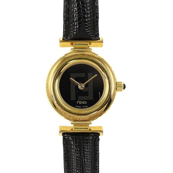 FENDI フェンディ FFロゴ レザーベルト クォーツ時計 320L ブラック  