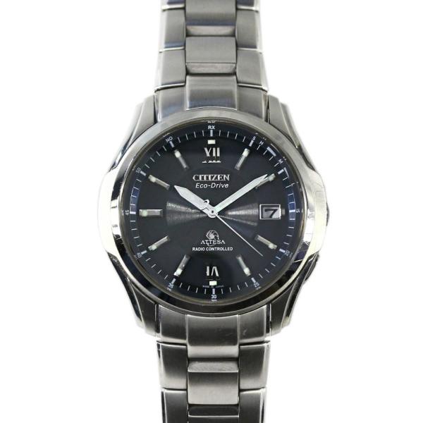 稼働美品 シチズン アテッサ メンズ腕時計 H410-T005870 黒文字盤 CITIZEN（シチズン） ATTESA(アテッサ)・エコドライブ・ソーラー電波