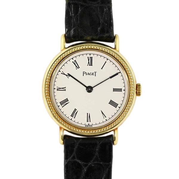 美品 正規品 ピアジェ Piaget 手巻腕時計 WG 97119 PIAGET ピアジェ ホワイトローマダイアル・手巻き時計・1980年代