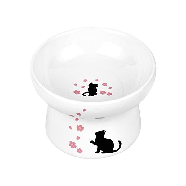 Pknoclan 脚付フードボウル 猫食器陶器 食べやすい猫えさ皿 猫柄ペットボウル 、吐き戻し防止 洗いやすい、小型犬にも  :ri1f419a1473:Ri-collect !店 通販 