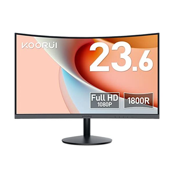 KOORUI モニター 24 インチ 湾曲モニター 1080P 曲面モニター VA非光沢
