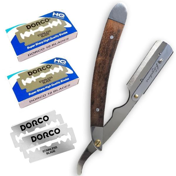 プロ理容師監修 カミソリ メンズ 替刃40刃付き Kazakiri デュアルステン 本格深剃り シェーバー ストレートレザー 剃刀 I字剃刀