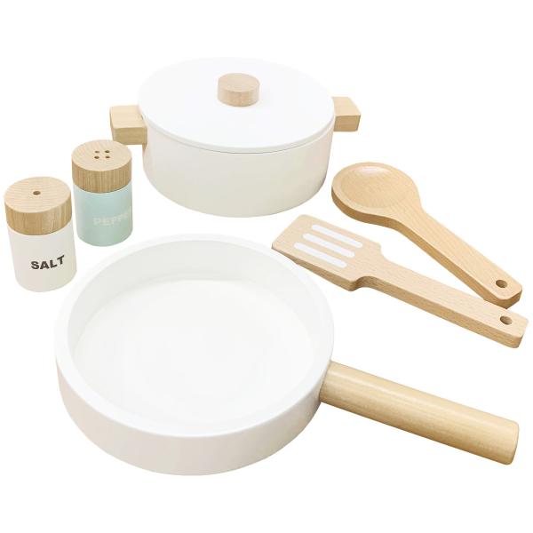 【訳あり品】傷や凹み、汚れ、塗装不良などの不具合があります。※不良個所は商品ごとに異なります。個別のお問い合わせにはお答えしかねます。ご了承ください。ごっこ遊びの幅が広がる鍋フライパンセットです。別売りの食材を鍋やフライパンに入れて“今日は...