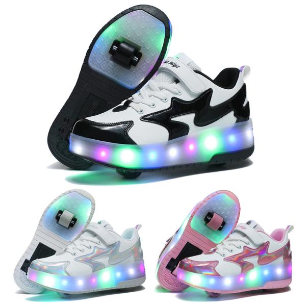 品番：amg05素材：合成レザー、ソール:TPR留め具のタイプ：マジックテープ原産国：中国バッテリー：USB充電式カラー：ブラック、ピンク、シルバーサイズ：29/内寸18.5cm、30/内寸19cm、31/内寸19.5cm、32/内寸20c...