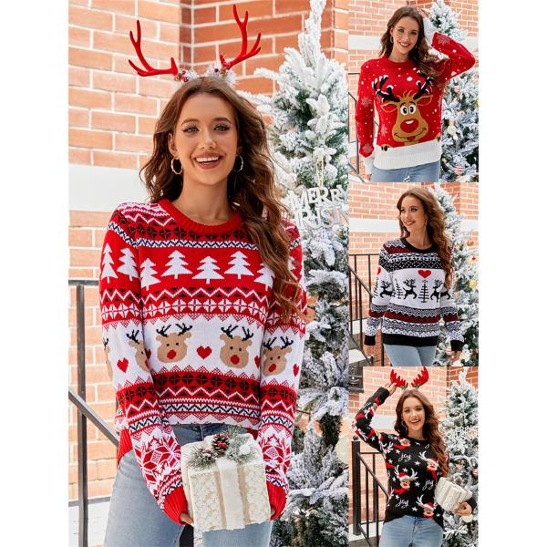 クリスマス セーター レディース 5色 丸首 秋冬 厚手 ニット セーター クリスマス トップス あったかい プレゼント 贈り物 かわいい お歳暮 お正月 aw459