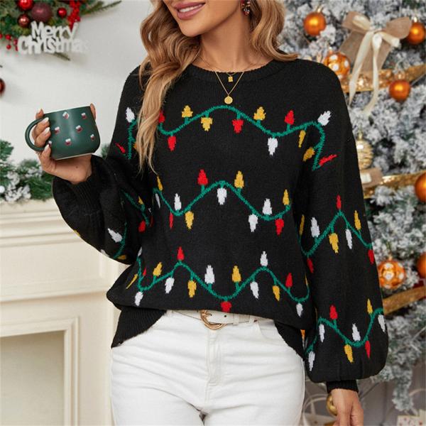 クリスマス セーター レディース  丸首 秋冬 厚手 ニット セーター クリスマス トップス あったかい プレゼント 贈り物 カジュアル 大きめ お歳暮 お正月 aw462
