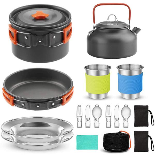 クッカーセット 食器 調理器具 軽量 折りたたみ式 クッカー フライパン 2-3人適用 アウトドア キャンピング ハイキング キャンプ 釣り 収納付き DS1024