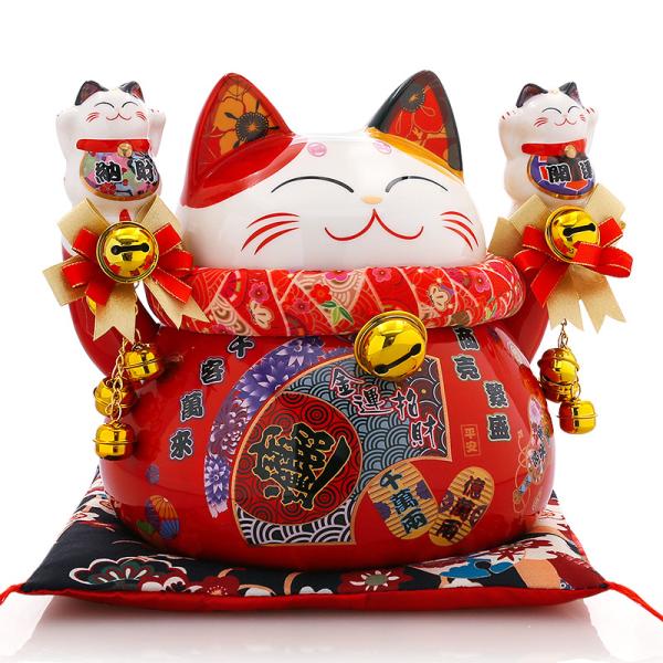まねき猫 笑い猫 置物 縁結び 金運アップ 開運招福 開店祝い商売繁盛 千客万来 縁結び 子宝 財運 rjmt05