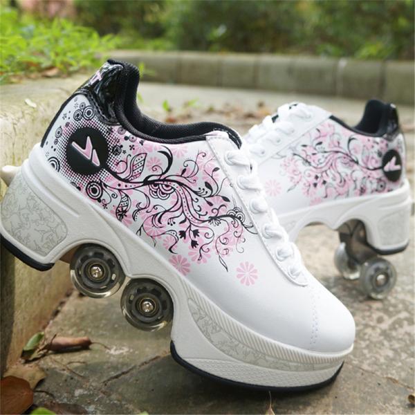 品番：rker12メイン素材: 合成皮革ウィール：PU　フレーム：スチールソール：ゴム、EVAカラー：ホワイト、ブラックサイズ：22.5cm/23cm/23.5cm/24cm/24.5cm多目的スケートは、市場の従来のローラースケートとは異...