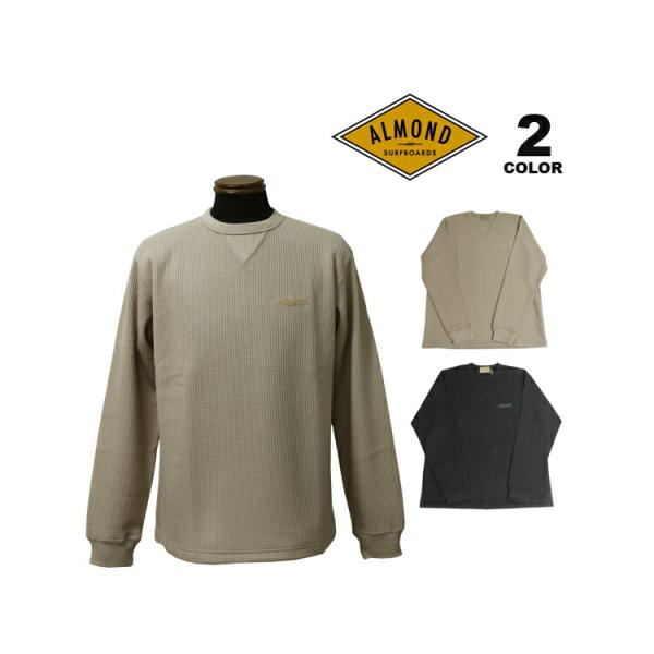SALE アーモンド サーフボード Tシャツ ALMOND SURFBOARDS WAFFLE CREW L/S T-SHIRTS ロンティ 長袖 TEE 日本製 ワッフル地 メンズ レディース ユニセックス