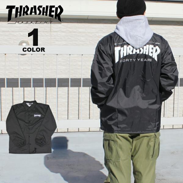 なつ】THRASHER メンズ スノーボードウェア コーチジャケット