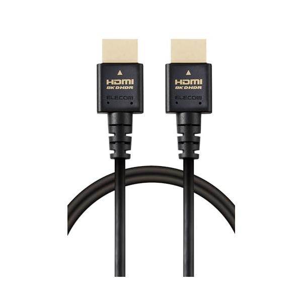 他サイト： エレコム HDMI ケーブル 2m 細い ウルトラハイスピード 4K(120Hz) 8K(60Hz) ECDH-HD21ES20BKの商品画像