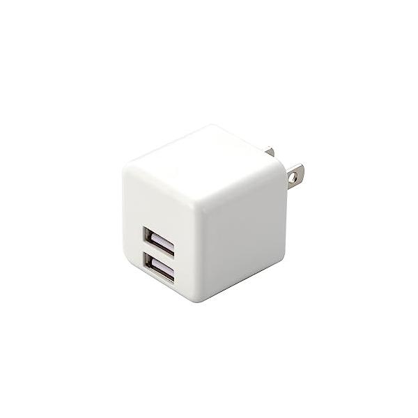 エレコム USB充電器 USB コンセント 合計12W (5V/2.4A) 2ポート USB-A コンパクト EC-AC3912WH