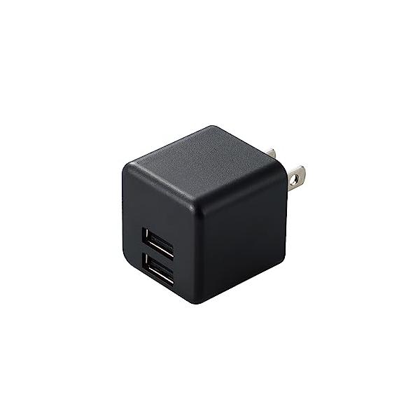他サイト： エレコム USB充電器 USB コンセント 合計12W (5V/2.4A) 2ポート USB-A コンパクト 折りたたみ式 EC-AC3912BKの商品画像