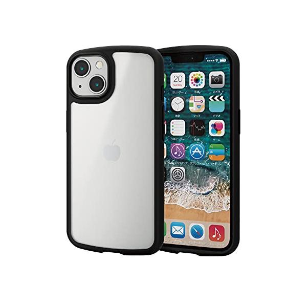 エレコム iPhone 13/ハイブリッドケース/シルキークリア/ブラック PM-A21BTSLFCSBK
