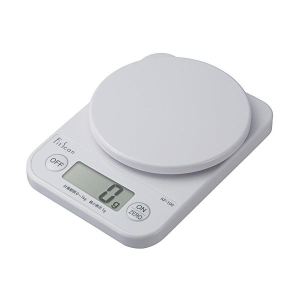 タニタ クッキングスケール コンパクト設計で場所を取らない お試し用電池付き 1g単位で1kgまで計れる KF-100 WH ホワイト キッチン