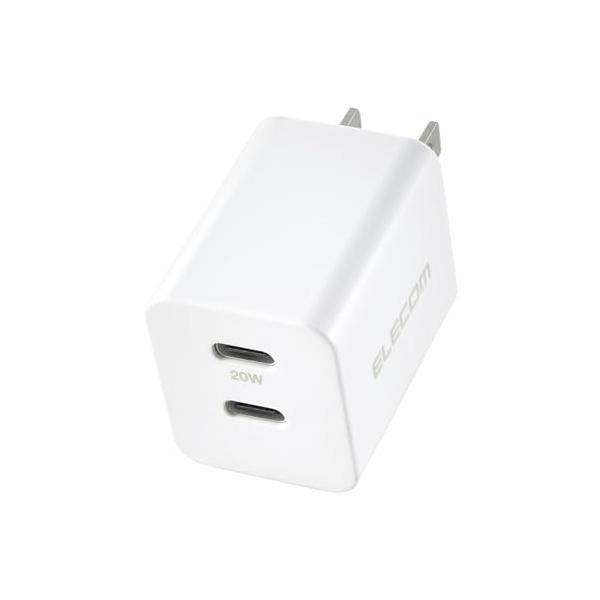 他サイト： エレコム Type-C 充電器 20W USB PD対応 2ポート USB-C ×2ポート  EC-AC3520WHの商品画像