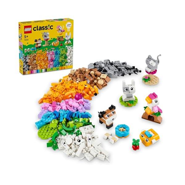 ペットをつくろうマルチカラー 11034・自分で組み立てるペット - ペットの組み立てとカスタマイズを自由に楽しめます(対象年齢:5才以上)・ブロックづくりのおもちゃ - ネコとキャットタワー、イヌと骨の入ったボウル、ハムスターとリンゴ、ウ...