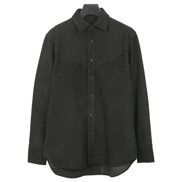 黒*獅様 STRUM スエードウエスタンシャツ STRUM ストラム シープスエード EDDIE ウエスタンシャツ BLACK STL080