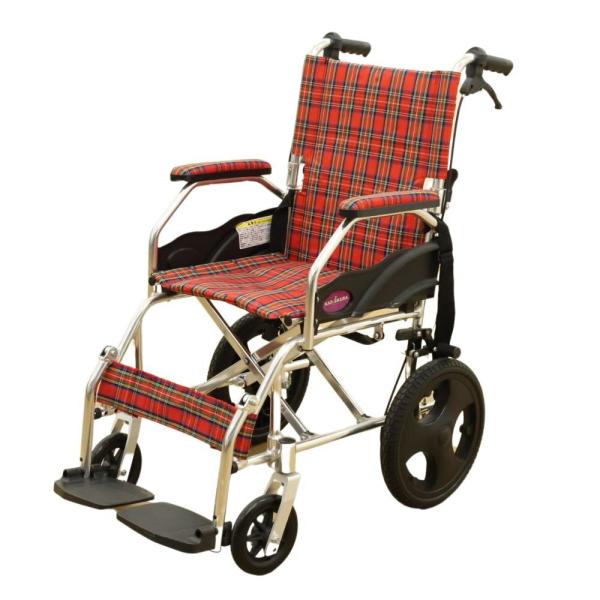 カドクラ 折りたたみ式 介助用車椅子 チェック柄 A604-ACR カドクラ 折りたたみ式 介助用車椅子 チェック柄 A604-ACR