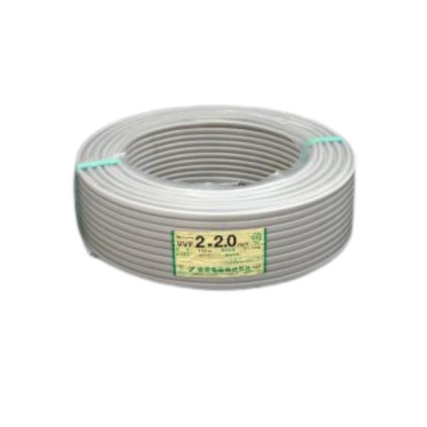 vvf 2×2.0 100m 黒白　弥栄電線 富士電線 VVFケーブル 2芯×1.6mm 100m巻 灰（黒・白）『沖縄県・離島
