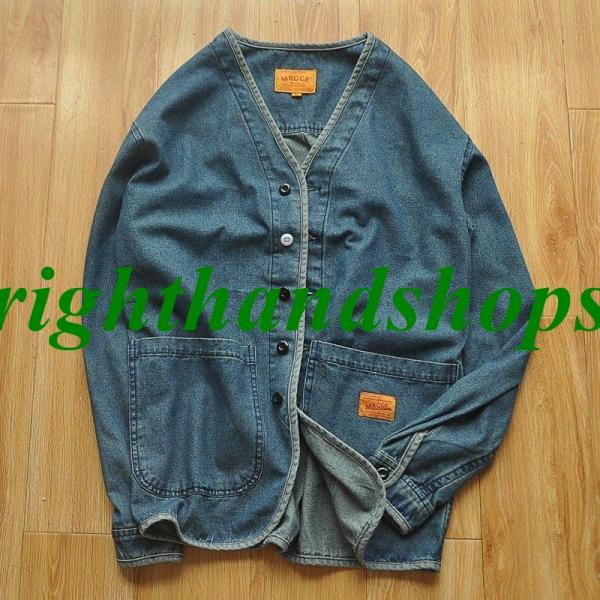 デニムジャケットカバーオール男前メンズおしゃれフィッシィングシャツコットン95%インディゴワークジャケットアウターカジュアル righthandshops_xl1121037675