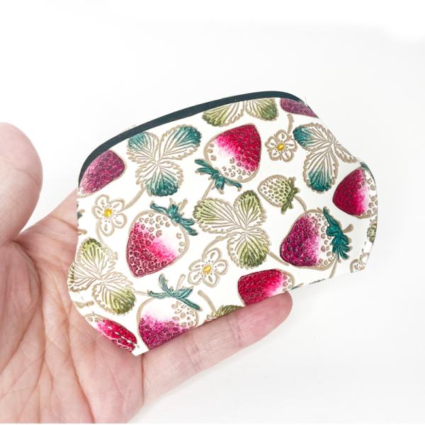 文庫屋大関 文庫革 天溝 ぷちっと小銭入れ 限定廃盤デザイン 笠菊 桃花