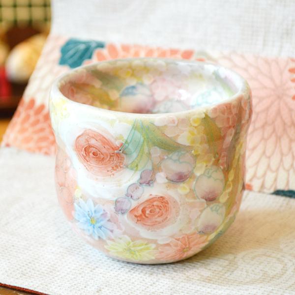 工房ゆずりは 福々碗 瓢型 平安雅花 瀬戸焼 花柄 優しい感性 女性だけ