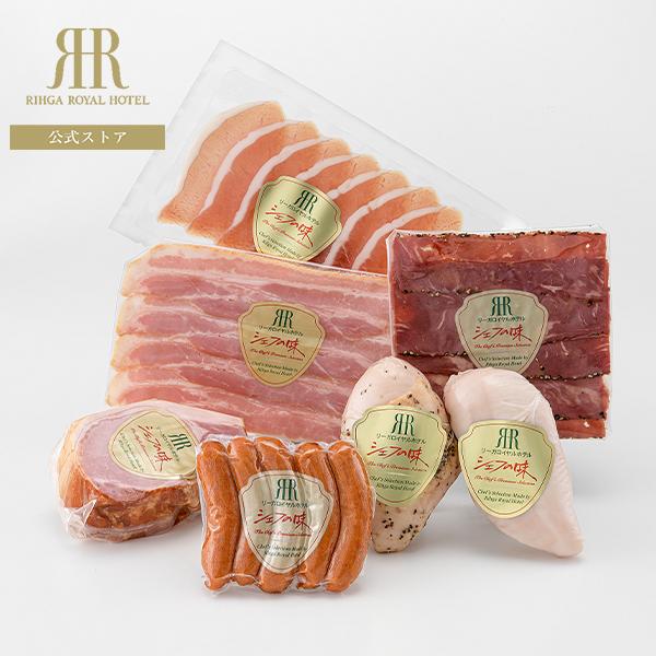 じっくり燻製した豊かな味と香りのハムギフト。オードブルにも、お料理にも様々なシーンでお使いいただけます。●内容量：生ハムラックス　1パック、ポークウインナー（5本入）　1パック、ロースハムブロック　1パック、ベーコンスライス　1パック、スパ...