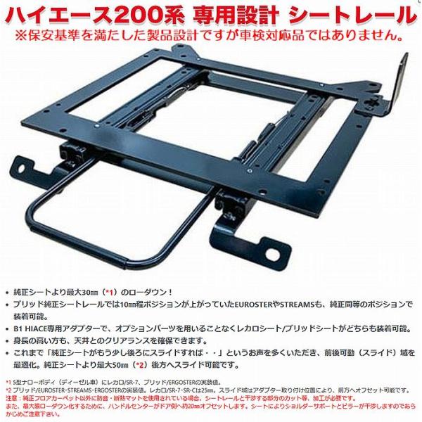 ハイエース レジアスエース200系用　BRIDE シートレール　運転席側 レカロ 運転席[RH]用200系ハイエース2/4WD用N SPORTシートレール(RECARO