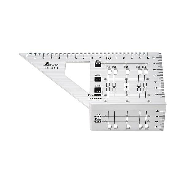 シンワ測定(Shinwa Sokutei) 2×4止型定規 アルミ 62116
