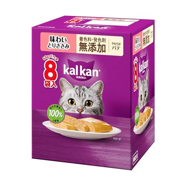 カルカン パウチ 1歳から 60g×8袋 やわらかパテ 味わいとりささみ 着色料・発色剤 無添加成猫用 ウェットフード キャットフード 総合栄養