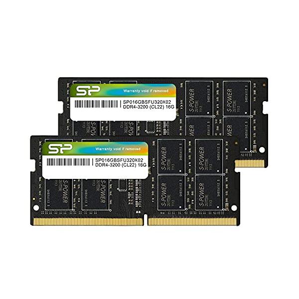 他サイト： シリコンパワー ノートPC用メモリ DDR4-3200 (PC4-25600) 16GB×2枚 (32GB) 260Pin 1.2V CL22の商品画像