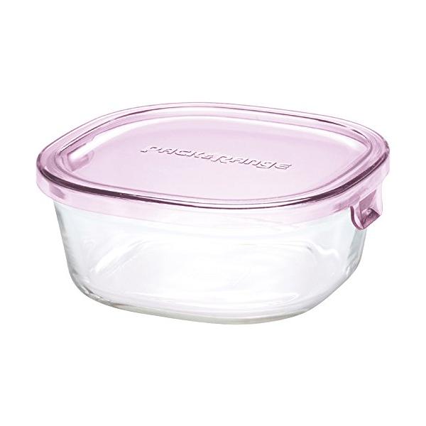 iwaki イワキ 耐熱ガラス 保存容器 ピンク 角型 S 450ml ごはん 1膳 パック&レンジ