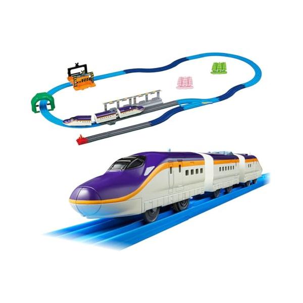 他サイト： タカラトミー プラレール 連結 E8系つばさ ＆ トミカアーチ踏切セット (初回特典S字レール3本付き) 電車 列車 おもちゃ 3歳以上の商品画像