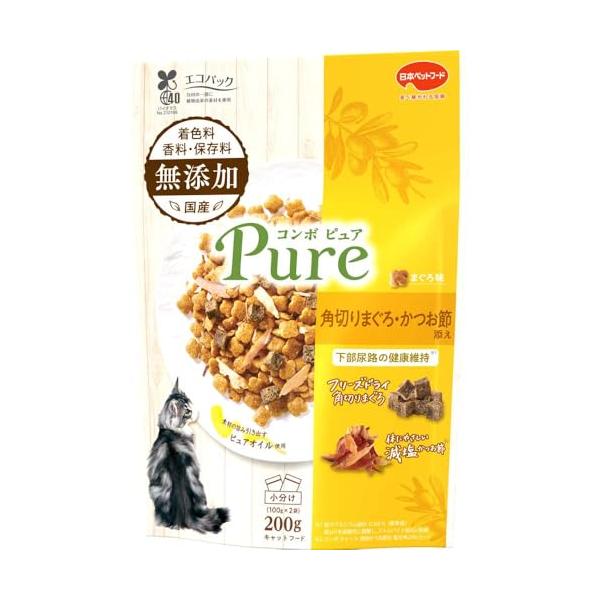コンボ ピュア キャットフード まぐろ味・角切りまぐろ・かつお節添え 200g 国産 小分包装 フリーズドライ