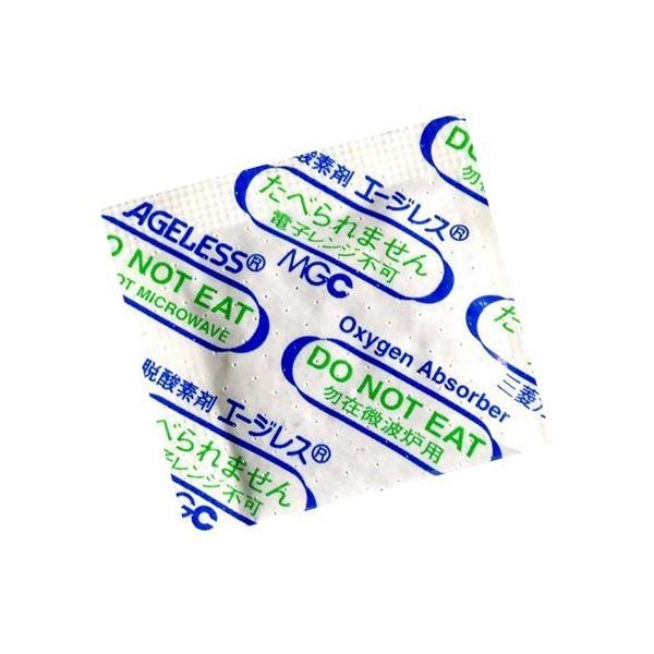 酸素吸収量：50ml・入り数：200個／袋・説明：エージレスZPタイプは、エージレス自体が水分をもっており、空気に触れると同時に酸素を吸収しはじめます。・中〜高水分用、耐水性・耐油性に優れます。 ドーナツ、月餅、フィナンシェ、ブランデーケー...