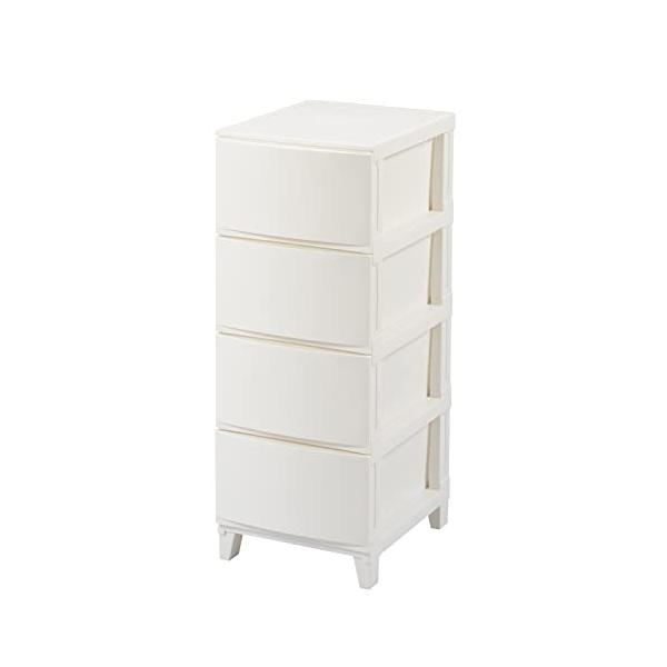 他サイト： サンカ ルームス 収納 チェスト ホワイト 白 スリム 4段 (幅34×奥行42×高さ87.5cm) スルっと引き出せて スキッと締まる引き出しの商品画像