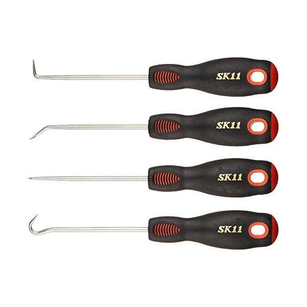 -/-/PFS-1・パッケージ個数:1・用途:細かな部品のねじ等の脱着・調整・入数:4本組・仕様:ソフト樹脂二重形成グリップ・軸:ステンレス、柄:TPR+PP樹脂・セット内容:フック・アングル・ライトアングル・ストレート